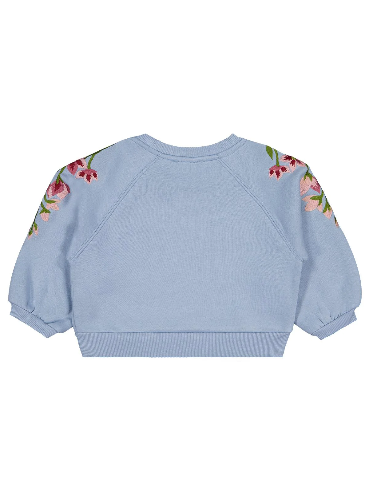 Civil Girls Omuzu Çiçek Nakışlı 2-5 Yaş Sweatshirt - Mavi - Image 2