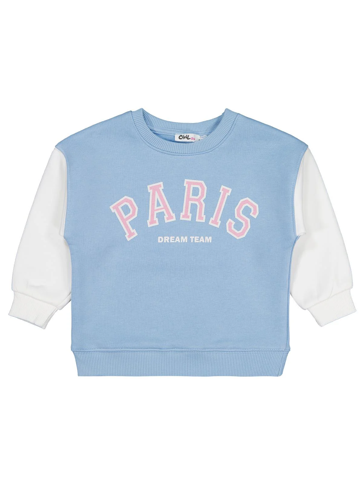 Civil Girls Paris Baskılı 2-5 Yaş Sweatshirt - Mavi