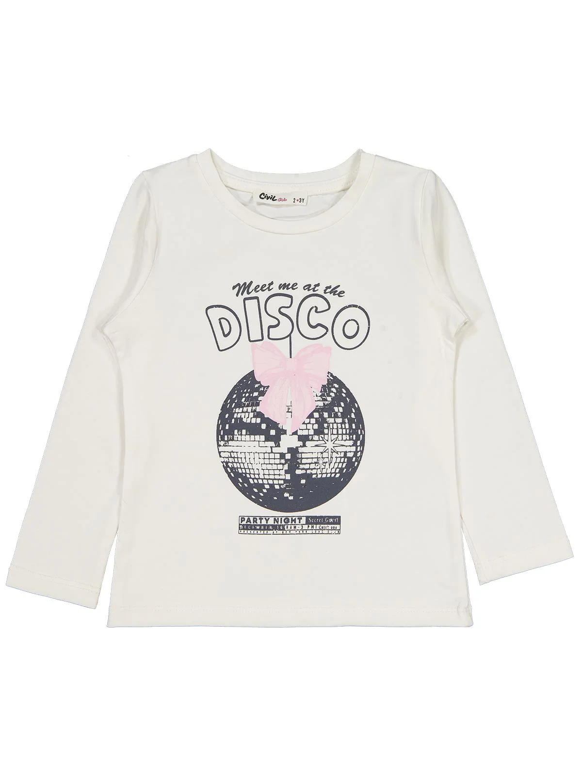 Civil Girls Parti Night Baskılı 2-5 Yaş Sweatshirt - Ekru - Image 3