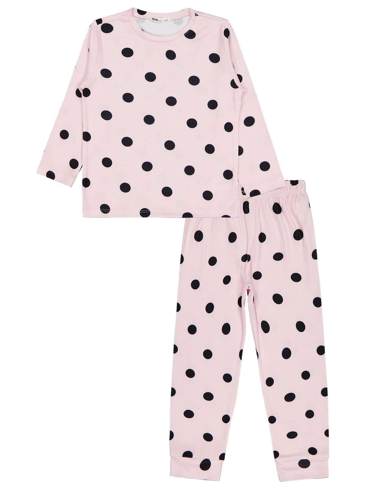 Civil Girls Puanlı 10-13 Yaş Pijama Takımı - Pudra - Image 4