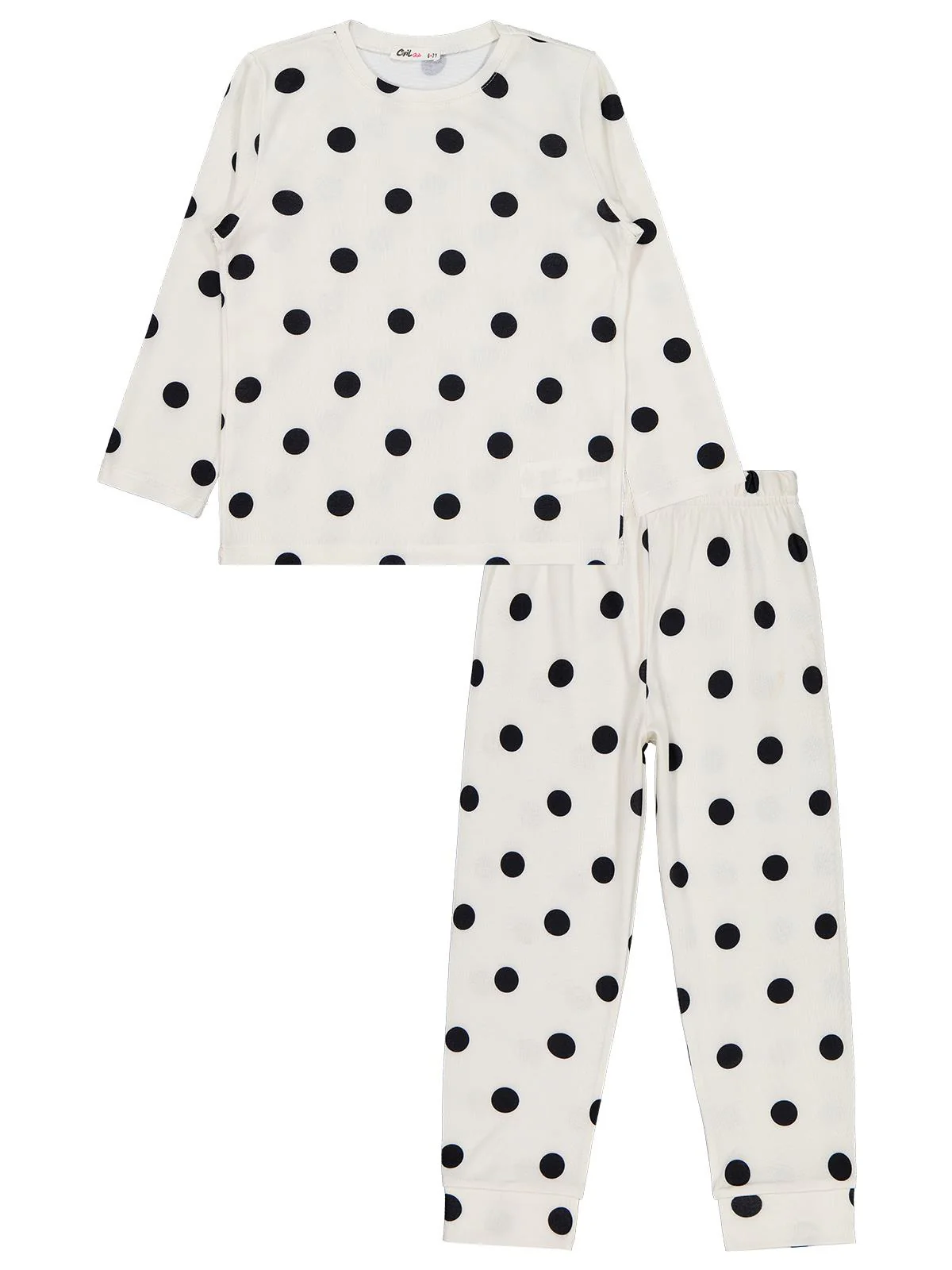 Civil Girls Puanlı 6-9 Yaş Pijama Takımı - Ekru - Image 4
