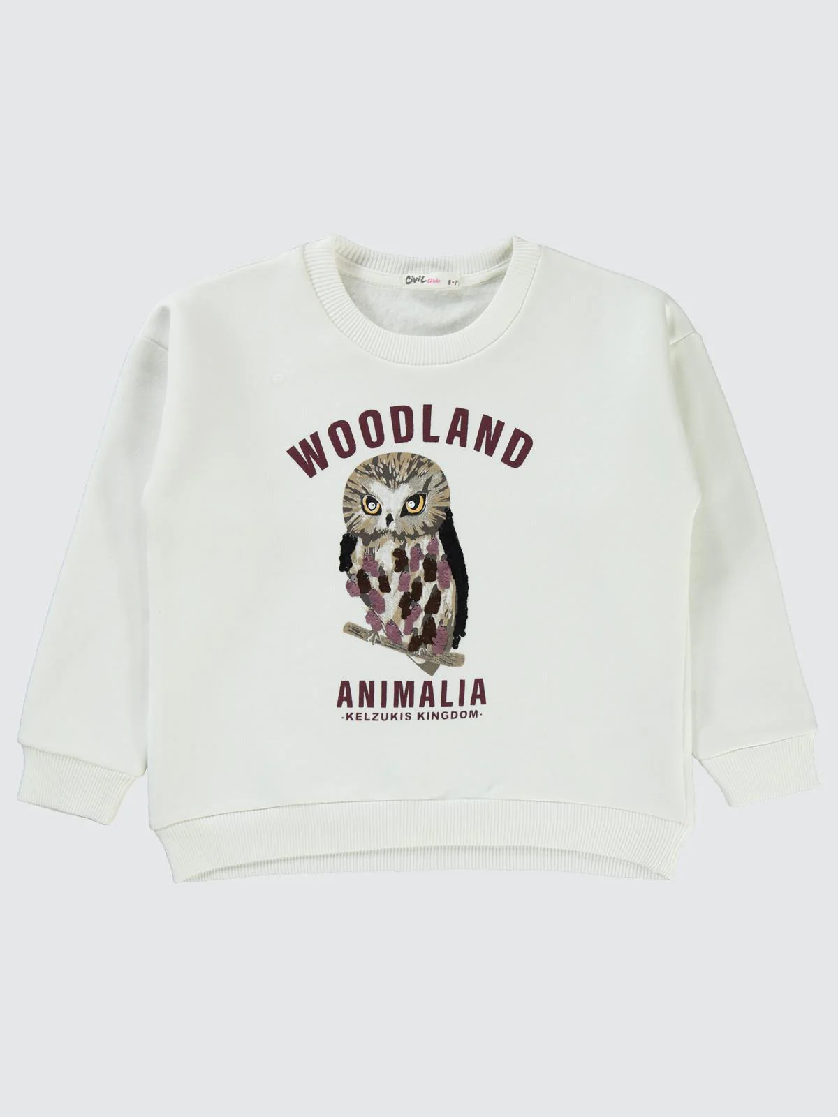 Civil Girls Pullu Baykuş Baskılı 10-13 Yaş Sweatshirt - Ekru