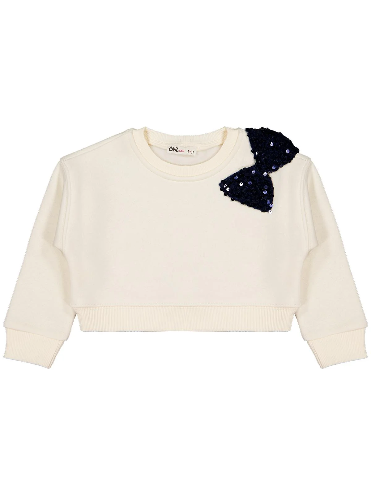 Civil Girls Pullu Fiyonklu 2-5 Yaş Sweatshirt - Ekru - Image 6