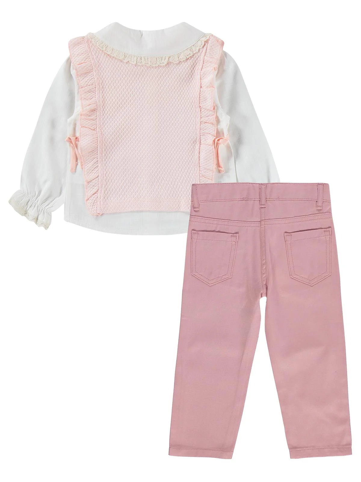 Civil Girls Renkli Çiçek Nakışlı 2-5 Yaş Takım - Pembe - Image 4