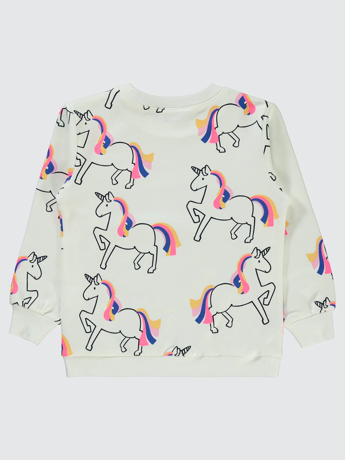 Civil Girls Renkli Unicorn Empirme 2-5 Yaş Sweatshirt - Ekru - Image 4