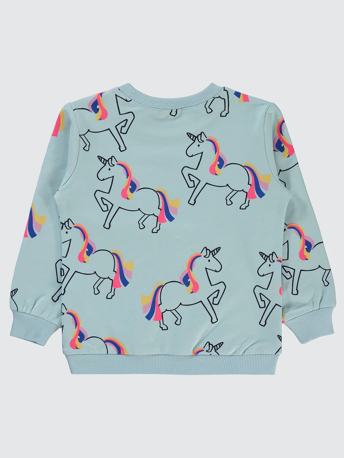 Civil Girls Renkli Unicorn Empirme 2-5 Yaş Sweatshirt - Mavi - Image 4