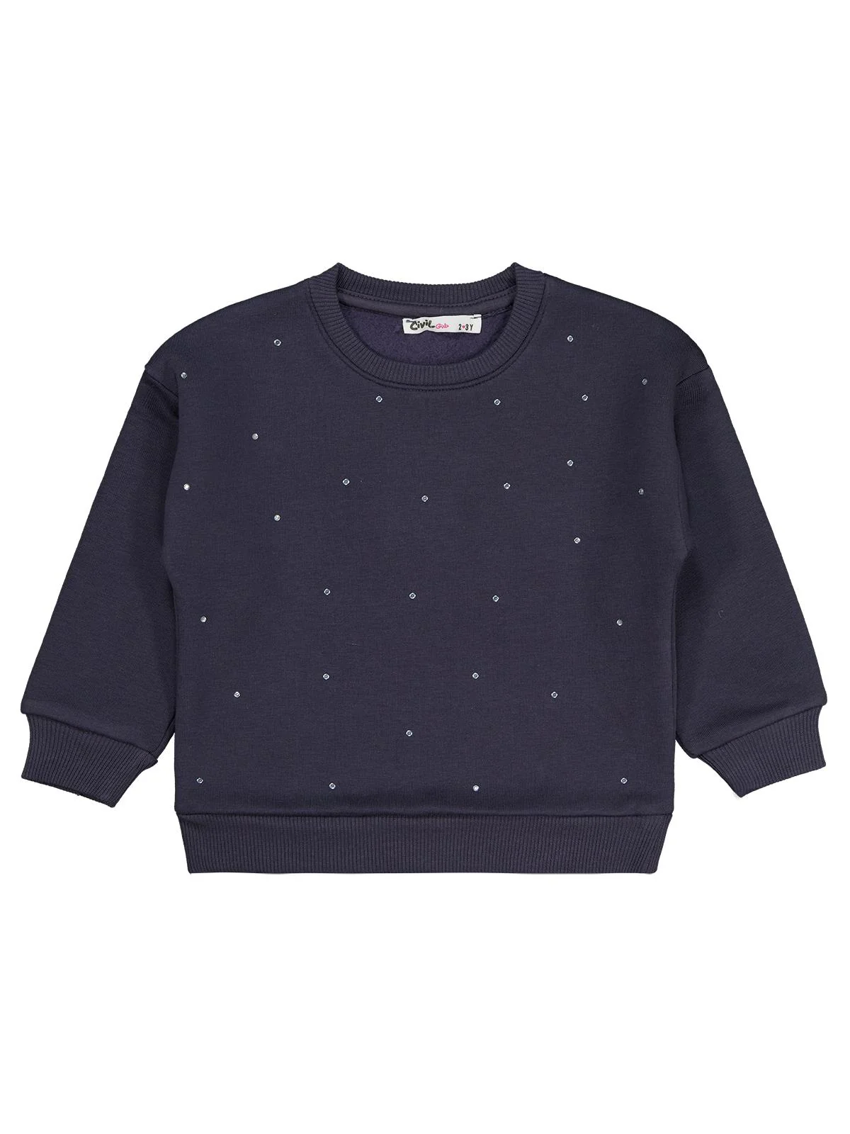 Civil Girls Serpme Taş Baskılı 2-5 Yaş Sweatshirt - Gri - Image 2