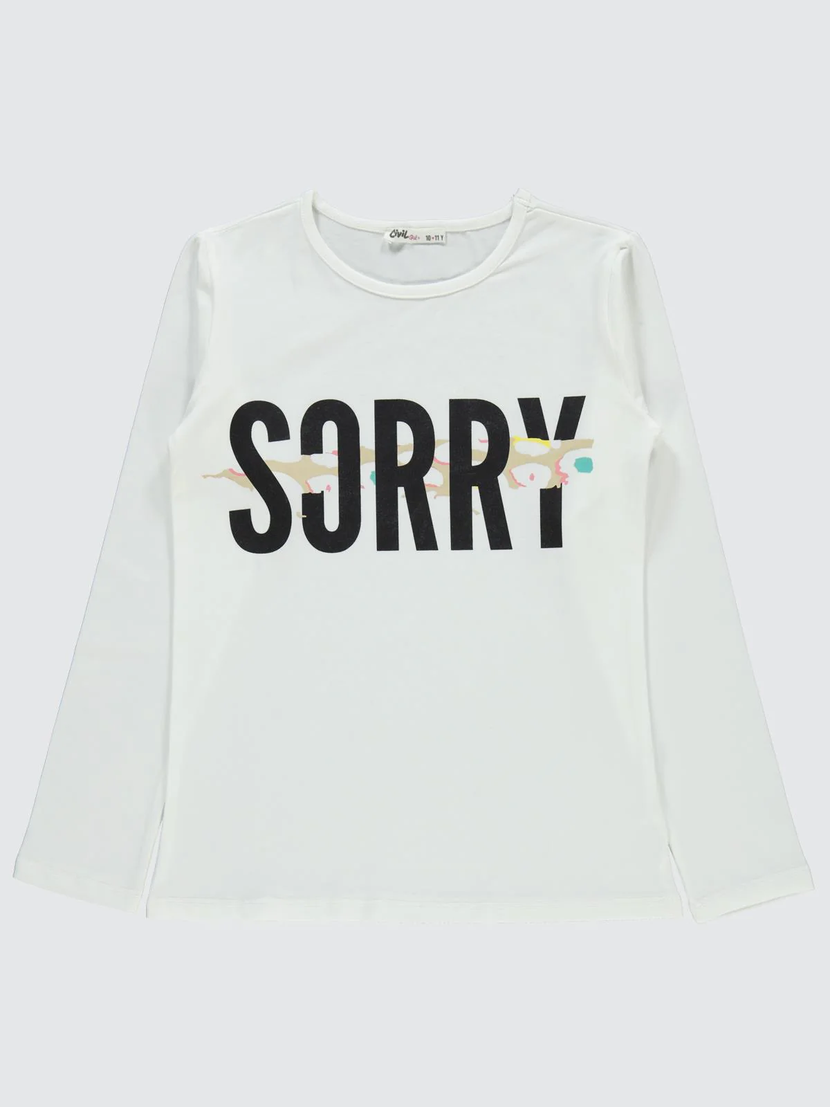 Civil Girls Sorry Baskılı 10-13 Yaş Sweatshirt - Ekru - Image 2