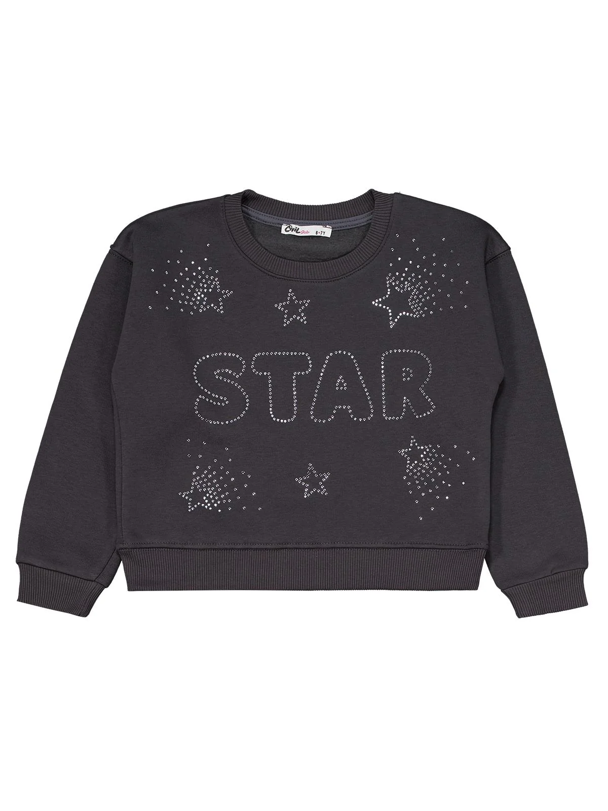 Civil Girls Star Baskılı 6-9 Yaş Eşofman Takımı - Gri - Image 5