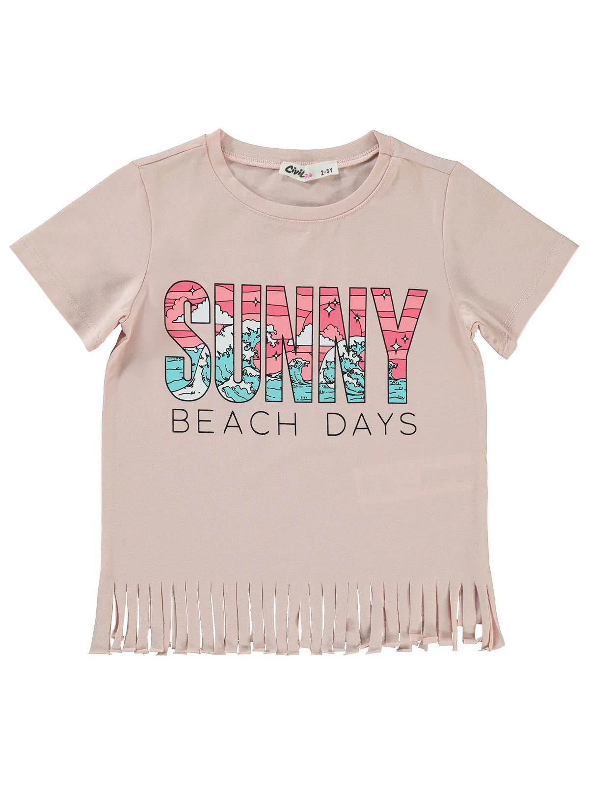 Civil Girls Sunny Baskılı 2-5 Yaş Tişört - Pudra - Image 2