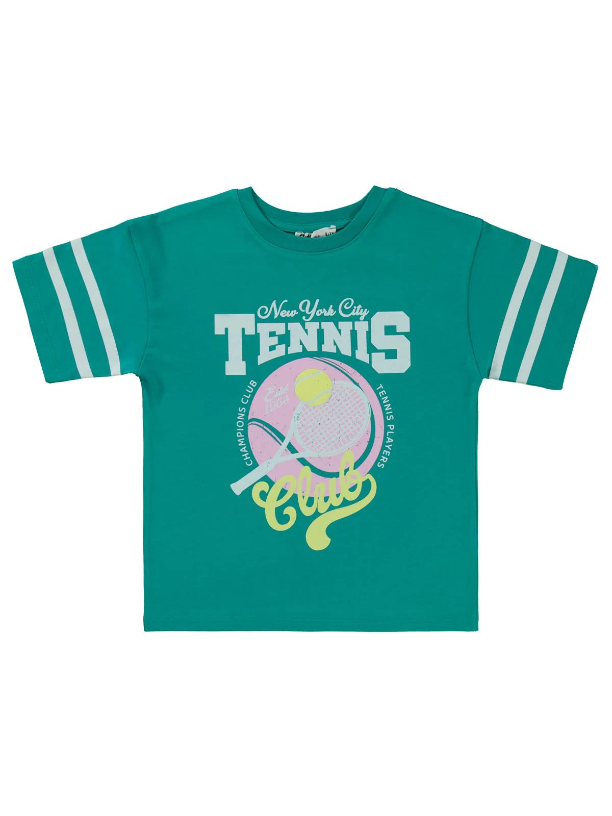 Civil Girls Tenis Baskılı 6-9 Yaş Tişört - Yeşil - Image 5