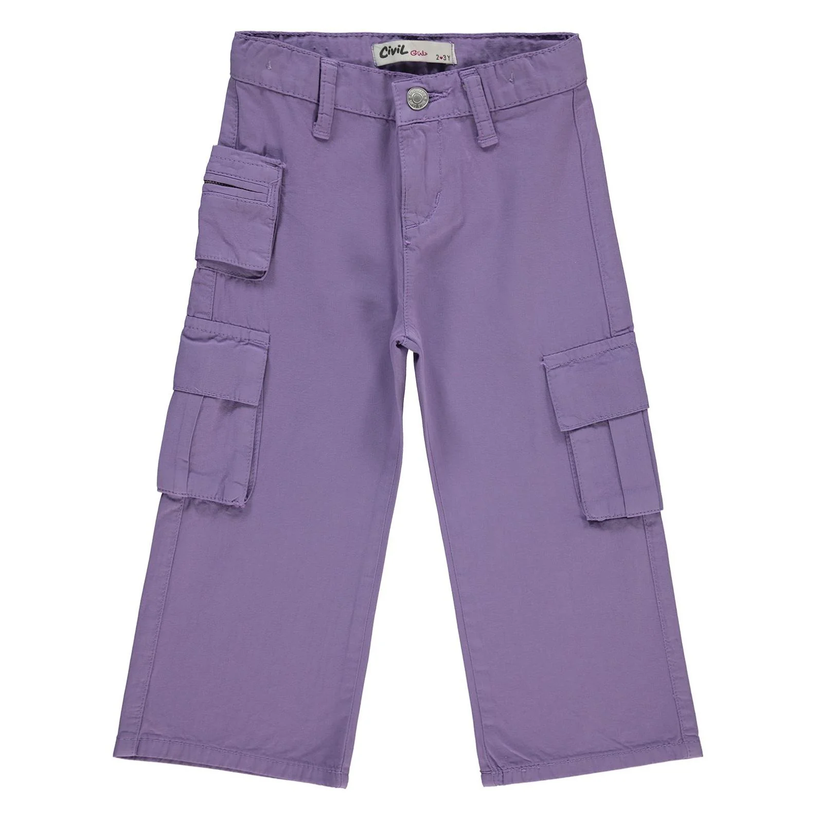 Civil Girls Üç Cepli Kargo 2-5 Yaş Pantolon - Lila - Image 3