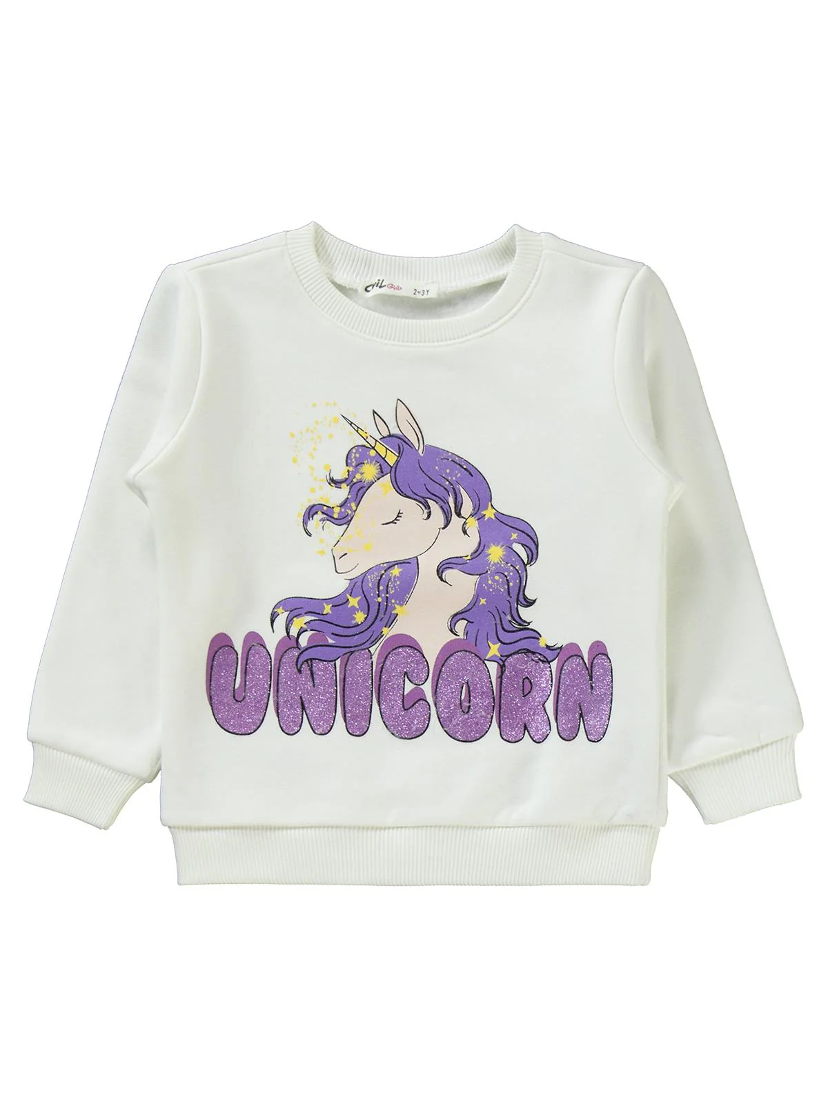Civil Girls Unicorn Baksılı 2-5 Yaş Eşofman Takımı - Ekru - Image 4