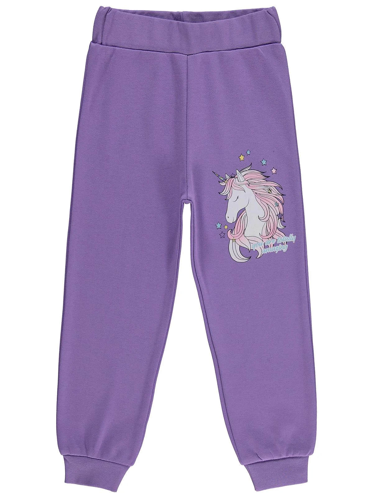 Civil Girls Unicorn Baskılı 2-5 Yaş Eşofman Altı - Lila - Image 3