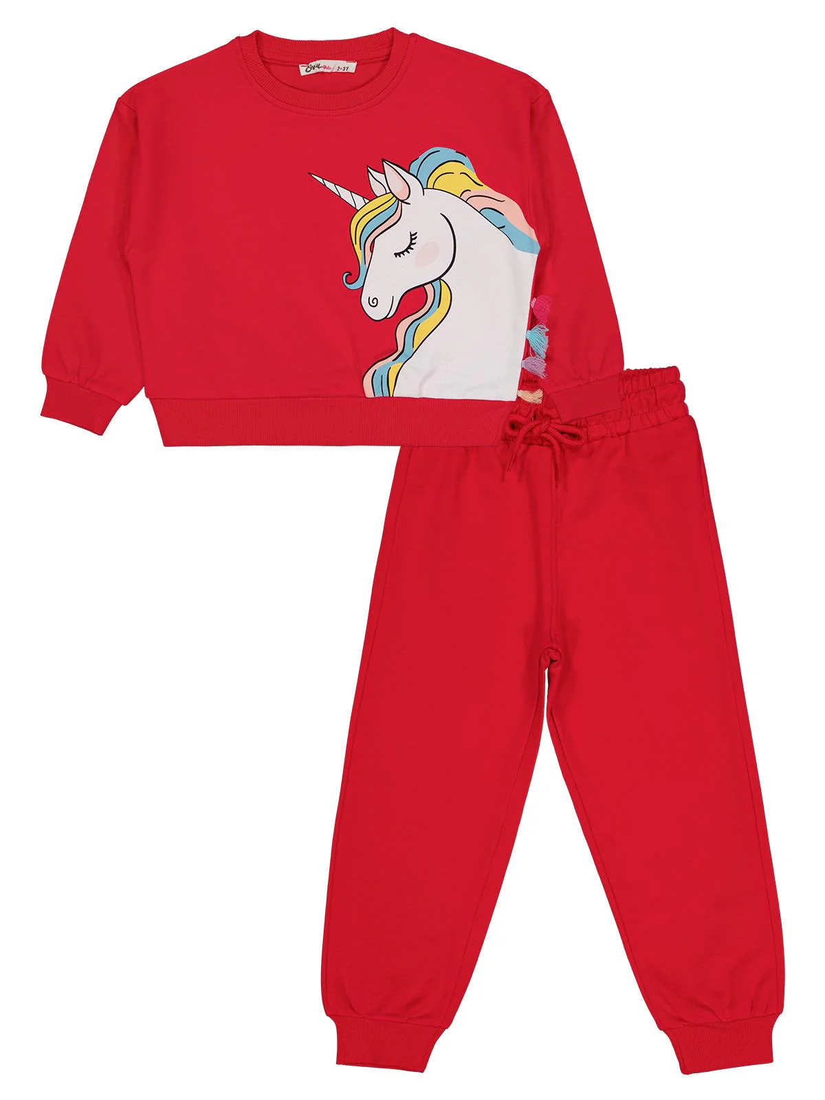 Civil Girls Unicorn Baskılı 2-5 Yaş Eşofman Takımı - Fusya - Image 2