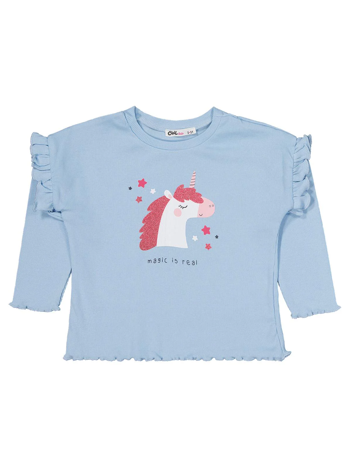 Civil Girls Unicorn Baskılı 2-5 Yaş Takım - Mavi - Image 2