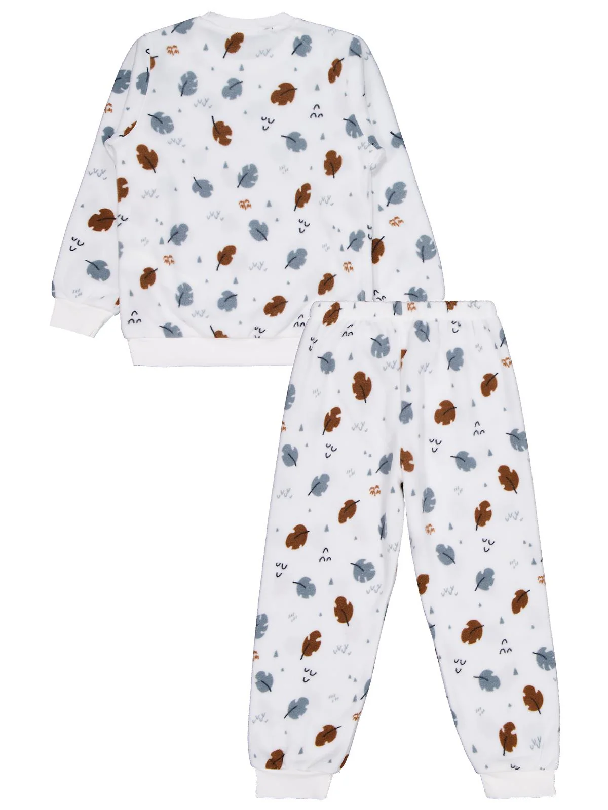 Civil Girls Yaprak Desen 6-9 Yaş Pijama Takımı - Ekru - Image 3