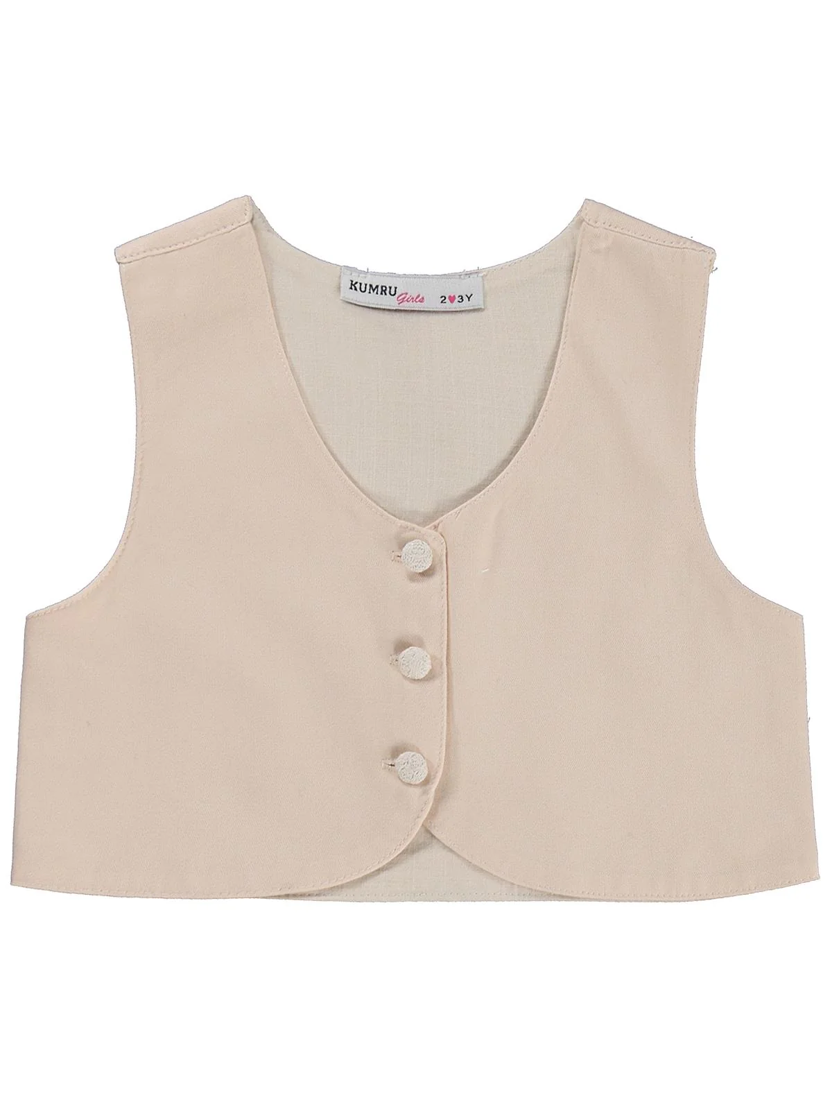 Civil Girls Yelek Pantolon Çiçekli Gömlek 3 Lü 2-5 Yaş Takım - Bej - Image 4