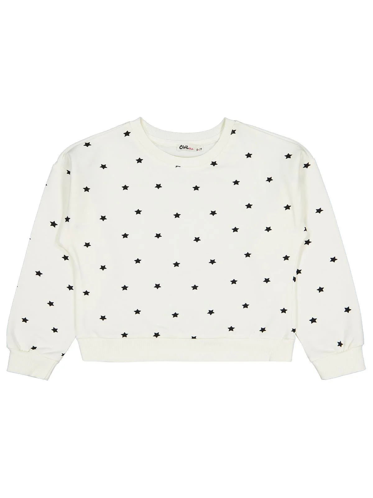 Civil Girls Yıldız Baskılı 6-9 Yaş Sweatshirt - Ekru