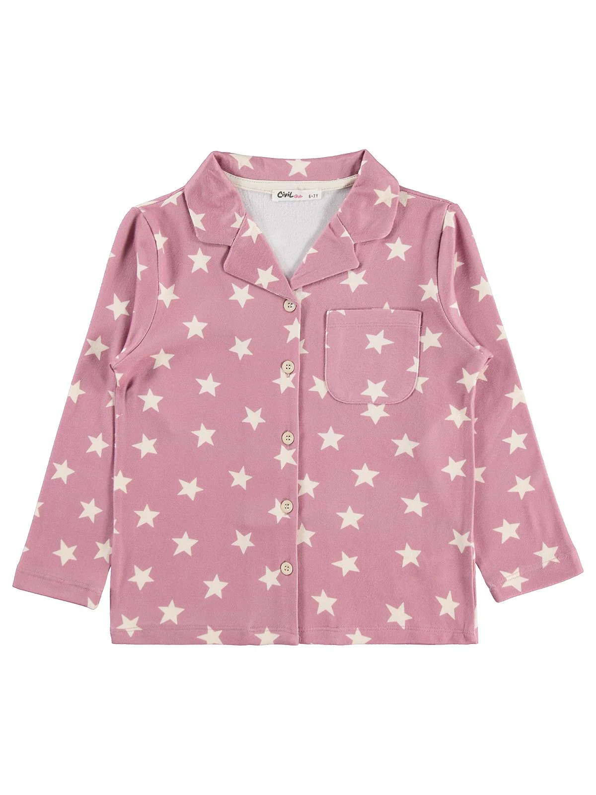 Civil Girls Yıldızlı 6-9 Yaş Pijama Takımı - Pembe - Image 3