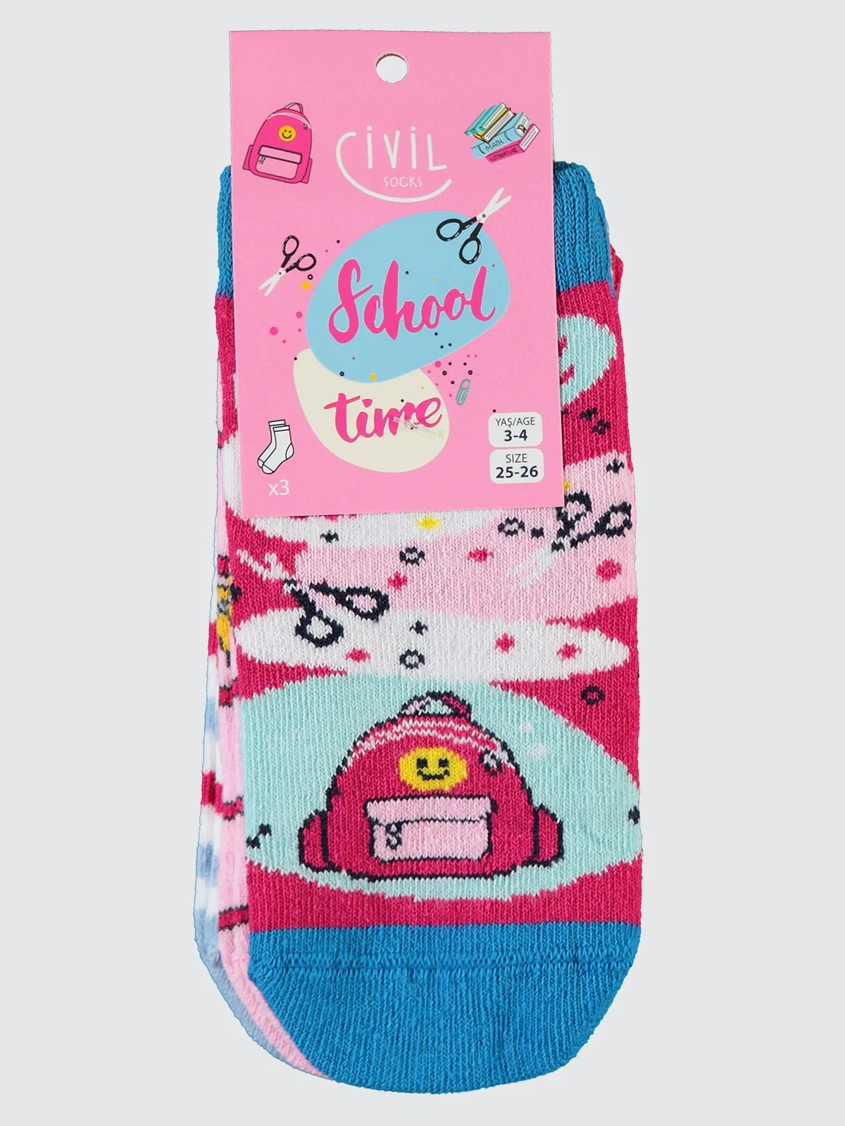 Civil Socks  Back To School 3'lü 2-12 Yaş Kız Soket Çorap - Image 20