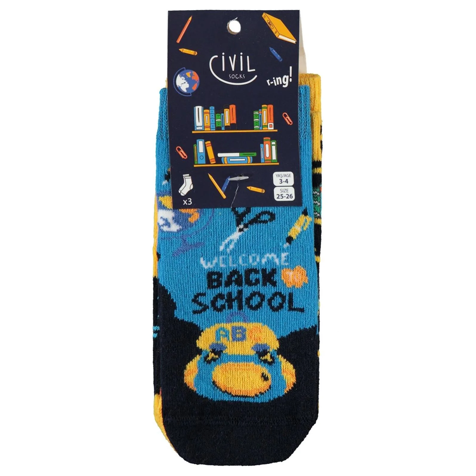 Civil Socks Back To School 3'lü 2-12 Yaş Erkek Soket Çorap - Image 14