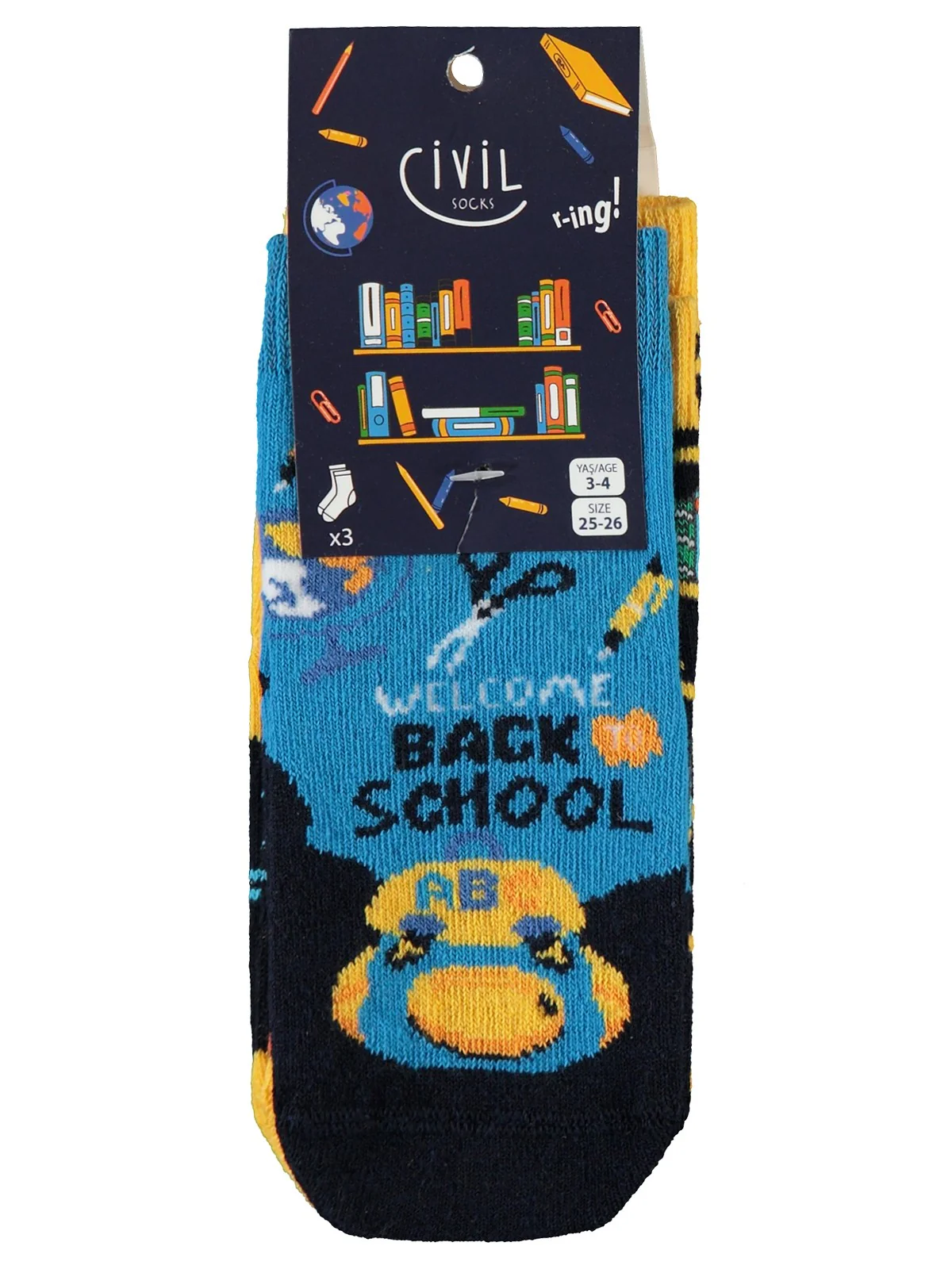 Civil Socks Back To School 3'lü 2-12 Yaş Erkek Soket Çorap - Image 8