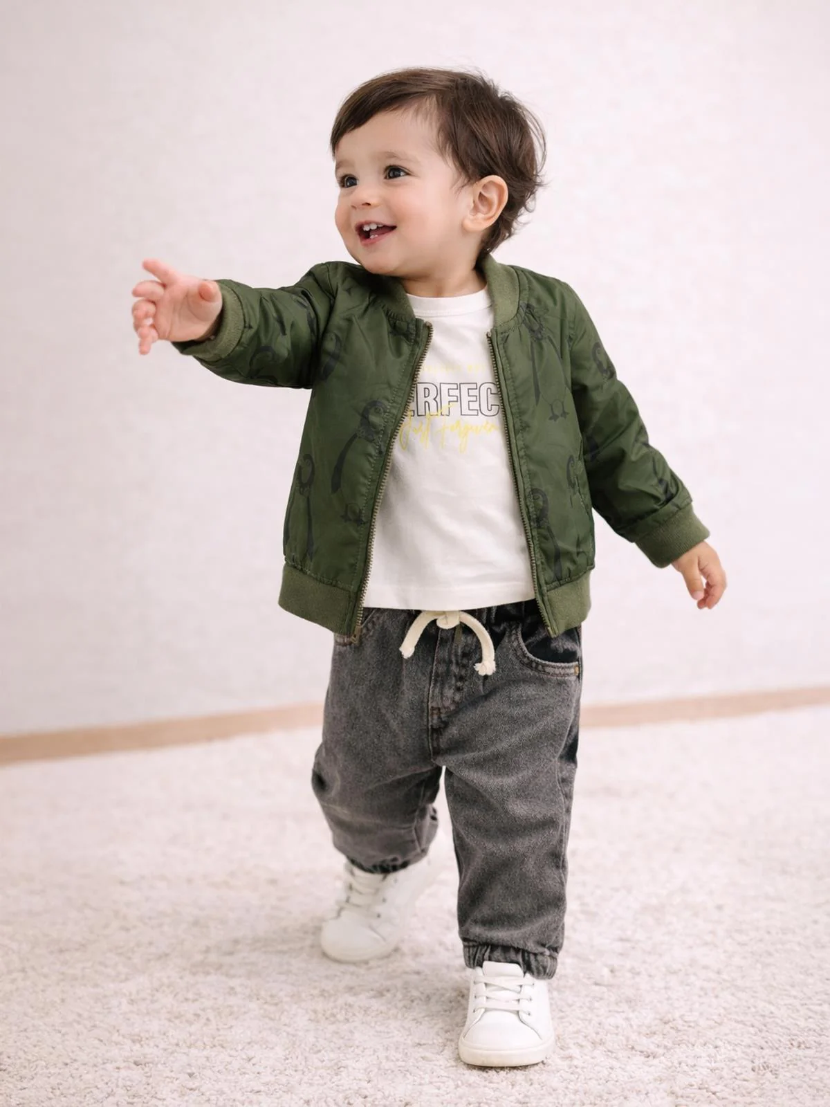 Concept Penguen Baskılı Pilot Ceketli 3'lü 6-18 Ay Takım - Yeşil - Image 5