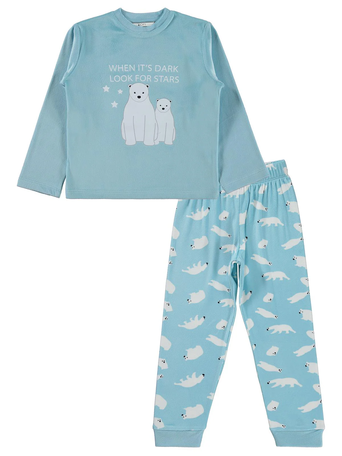 Dorka Golsut Kutup Ayısı Basıklı 3-11 Yaş Pijama Takımı - Mavi - Image 4