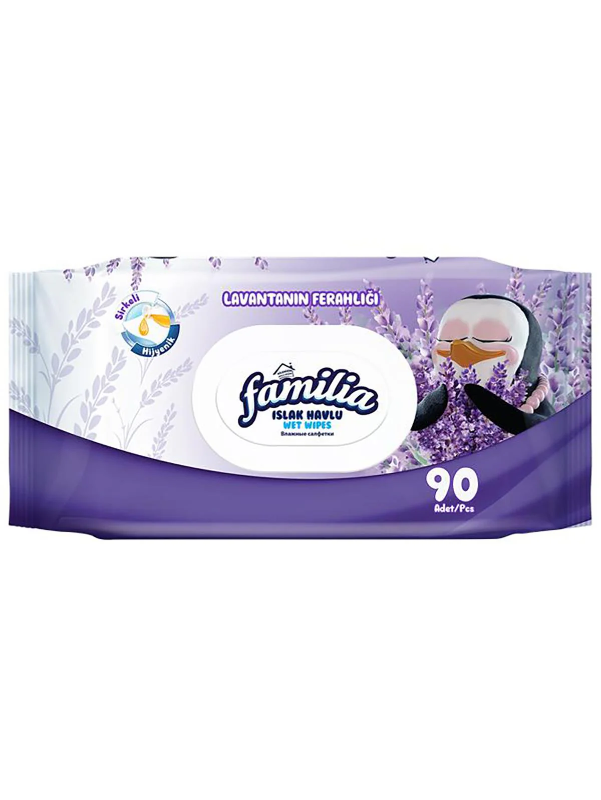 Familia Islak Havlu Mendil Lavantanın Ferahlığı 90 Yaprak Plastik Kapaklı Tekli Paket - Image 2