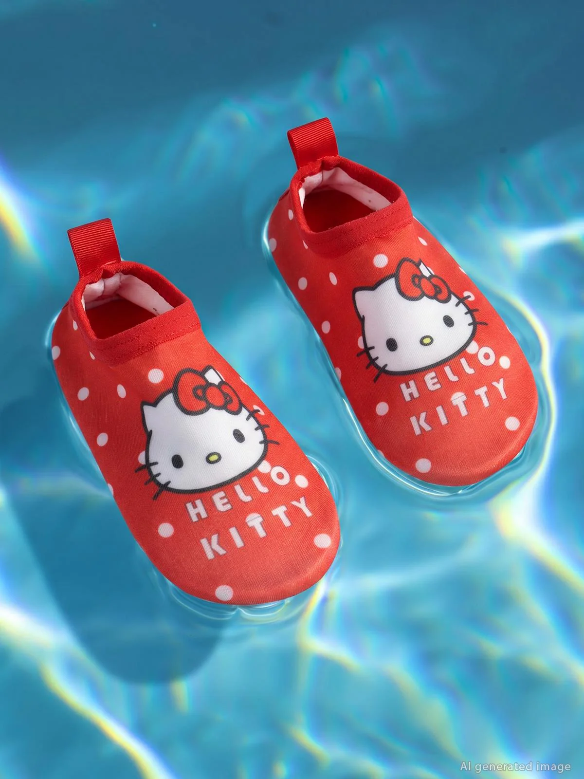 Hello Kitty Baskılı Tabanlı 21-25 Numara Deniz Ayakkabısı - Kırmızı - Image 4