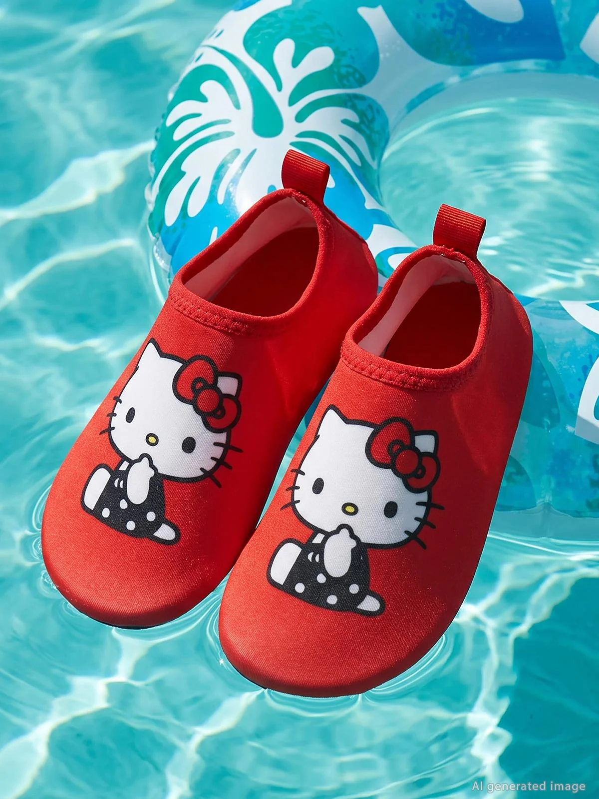 Hello Kitty Baskılı Tabanlı 26-30 Numara Deniz Ayakkabısı - Kırmızı - Image 2