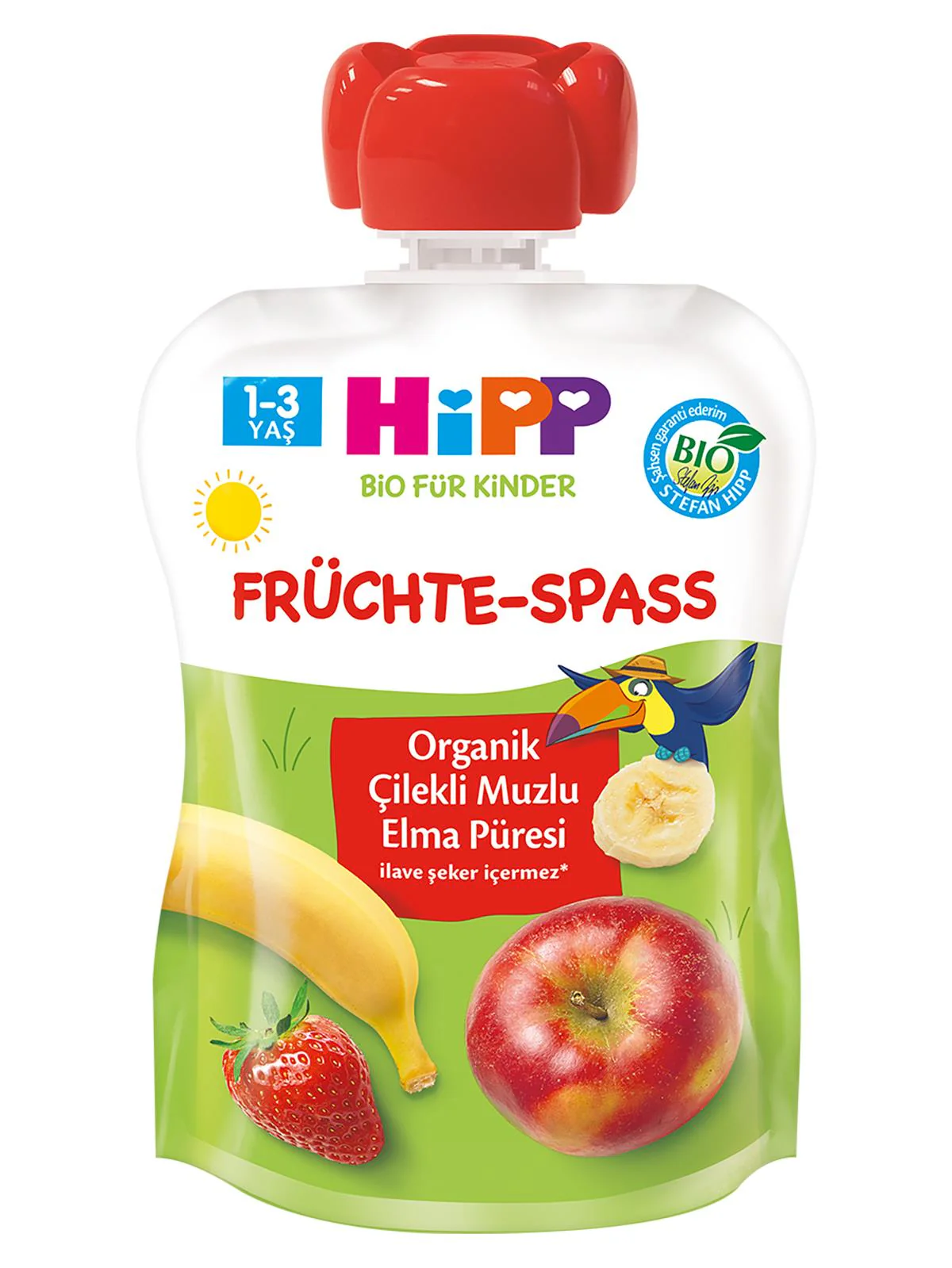 Hipp Organik Çilekli Muzlu Elmalı Meyve Püresi 90 gr - Image 2
