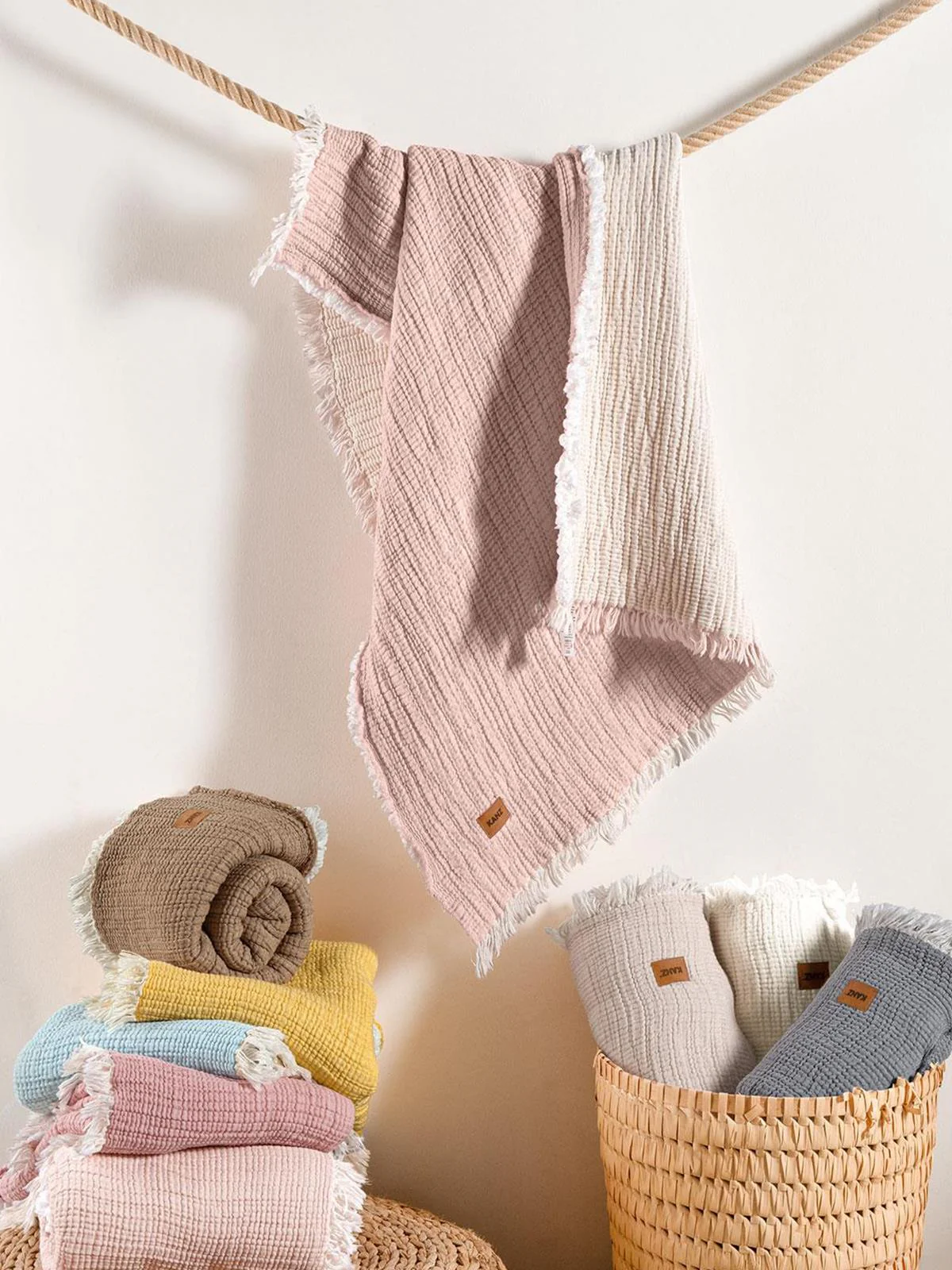 Kanz 5 Kat Dolgulu Müslin Bebek Örtüsü 90x110 cm - Pudra