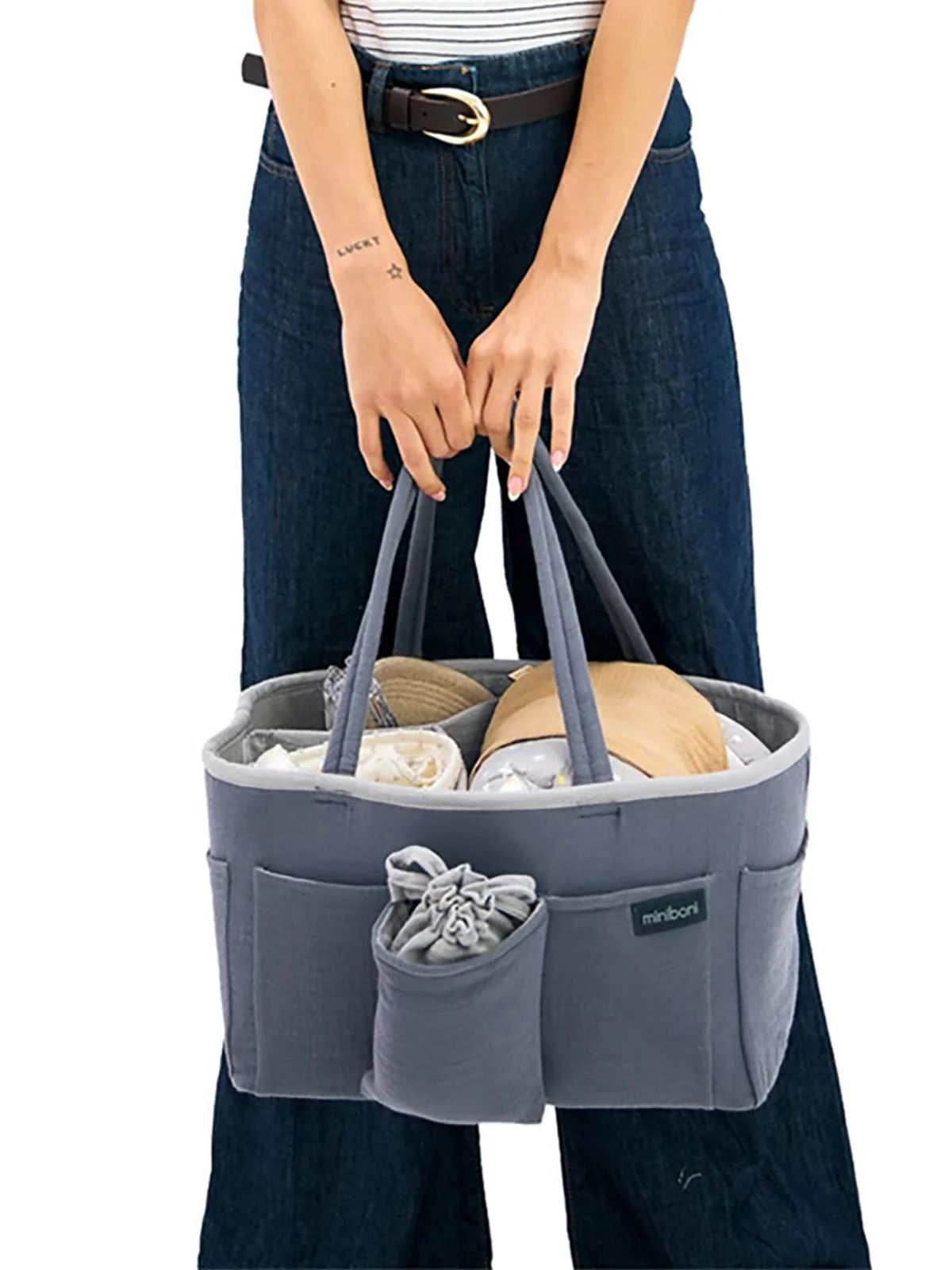 Miniboni Müslin Anne Organizer Çanta - Gri - Image 3