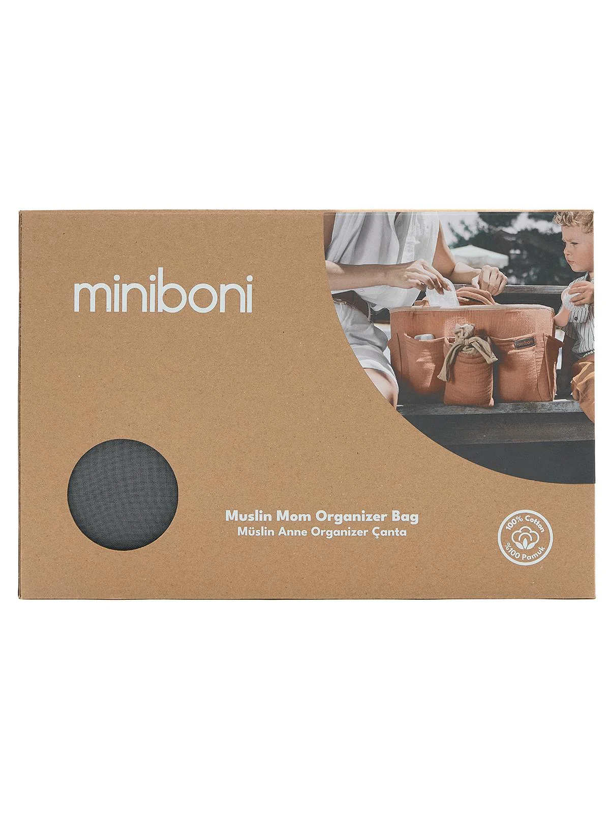 Miniboni Müslin Anne Organizer Çanta - Gri - Image 6