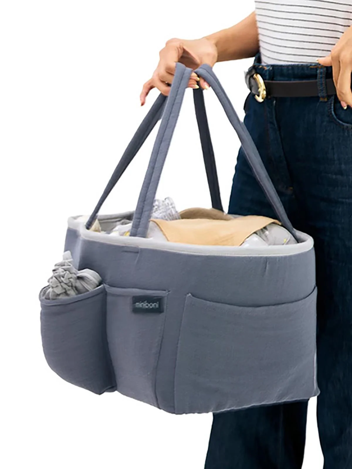 Miniboni Müslin Anne Organizer Çanta - Gri - Image 9