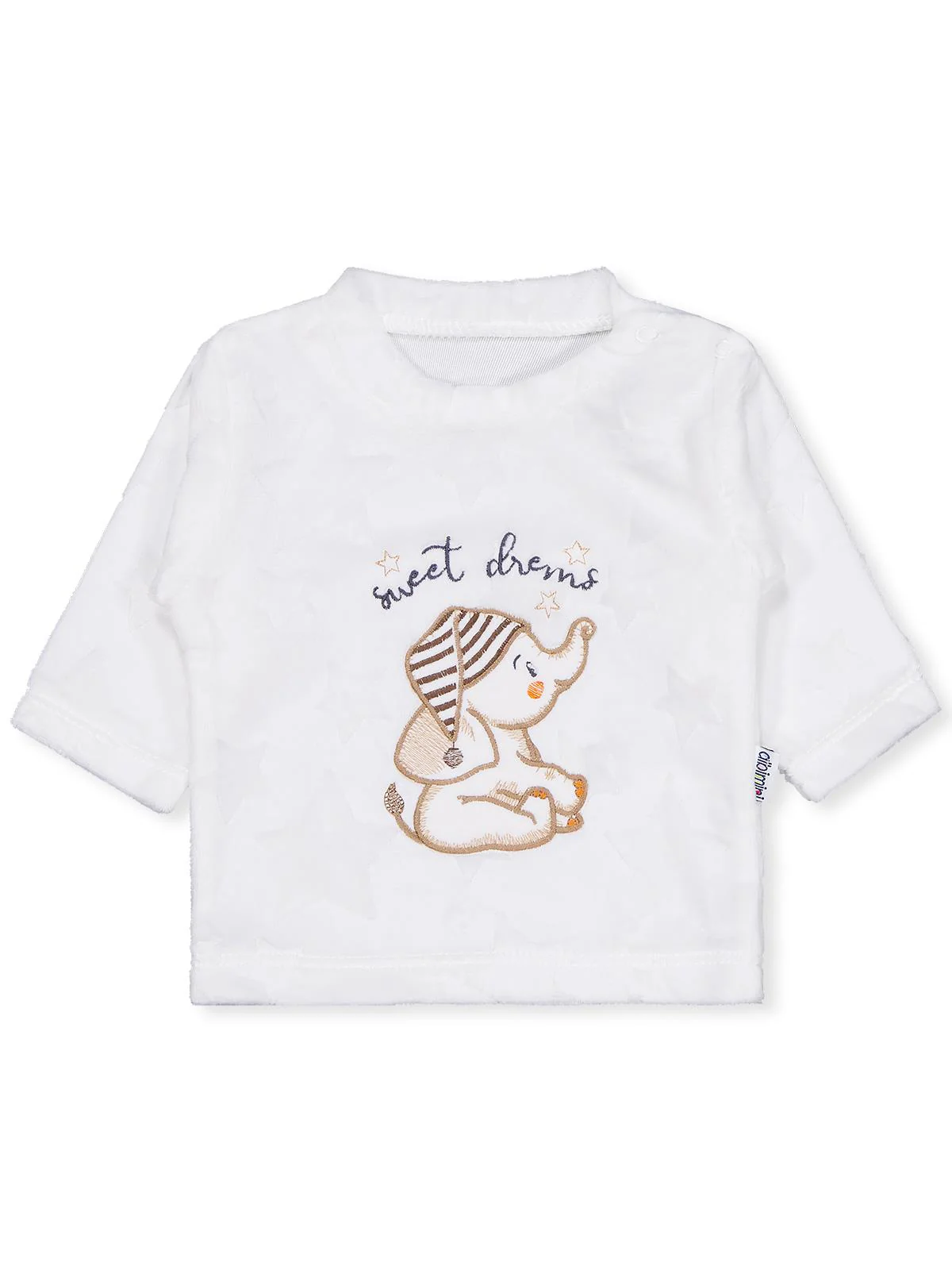 Minidamla Filli Nakış Patikli 2Li 1-6 Ay Pijama Takımı - Ekru - Image 2