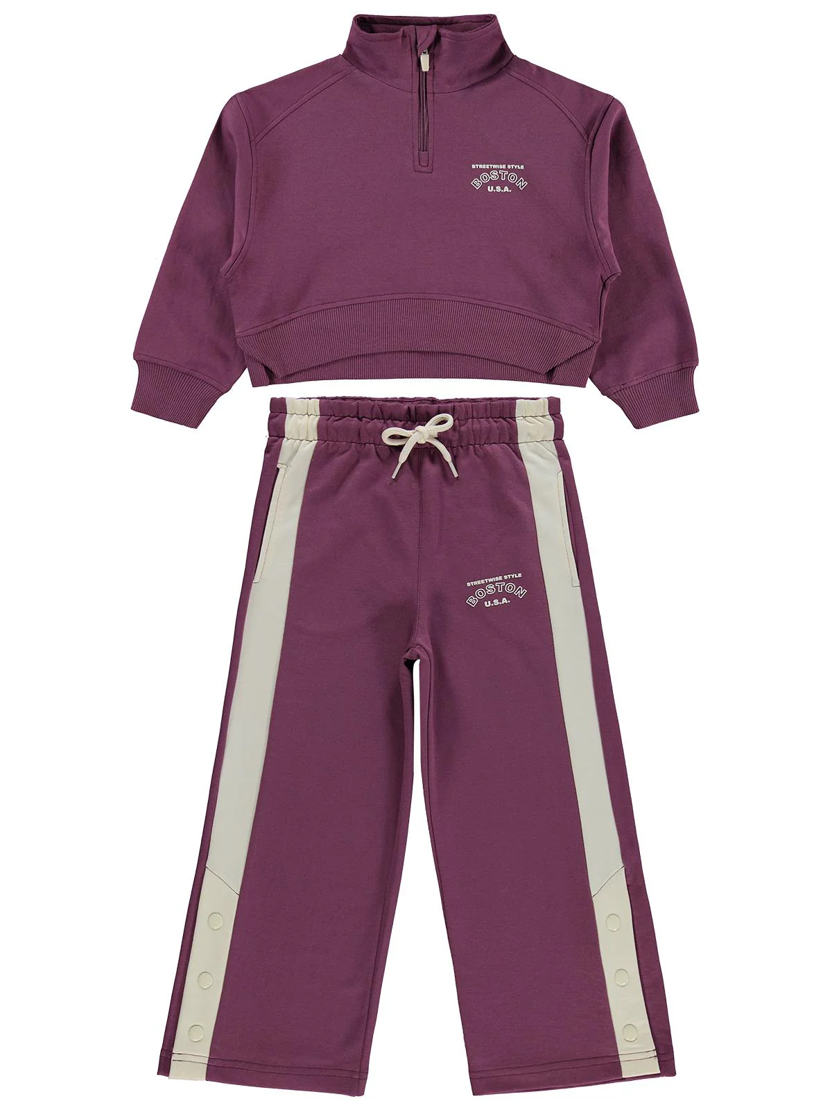 Mışıl Kids Yarım Fermuarlı 10-13 Yaş Eşofman Takımı - Pembe - Image 8