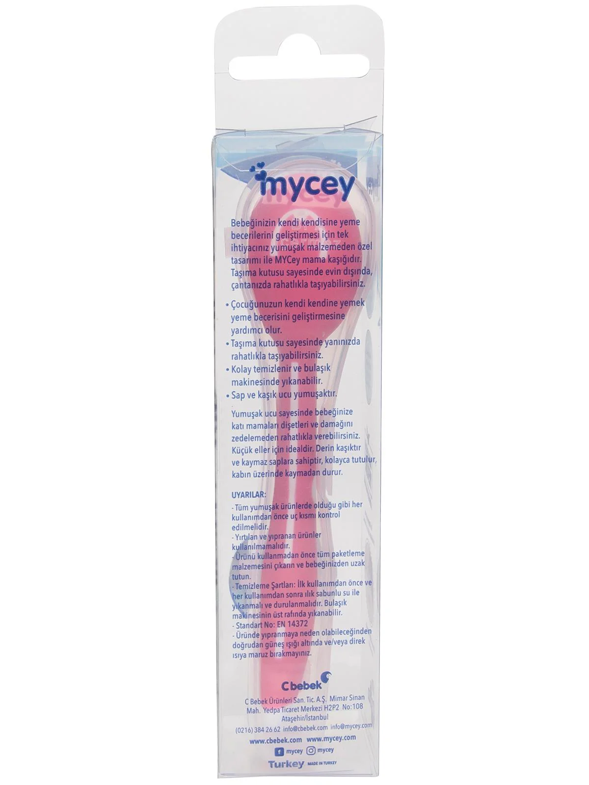 Mycey Taşıma Kutulu Mama Kaşığı-Yumuşak Uçlu - Pembe - Image 11