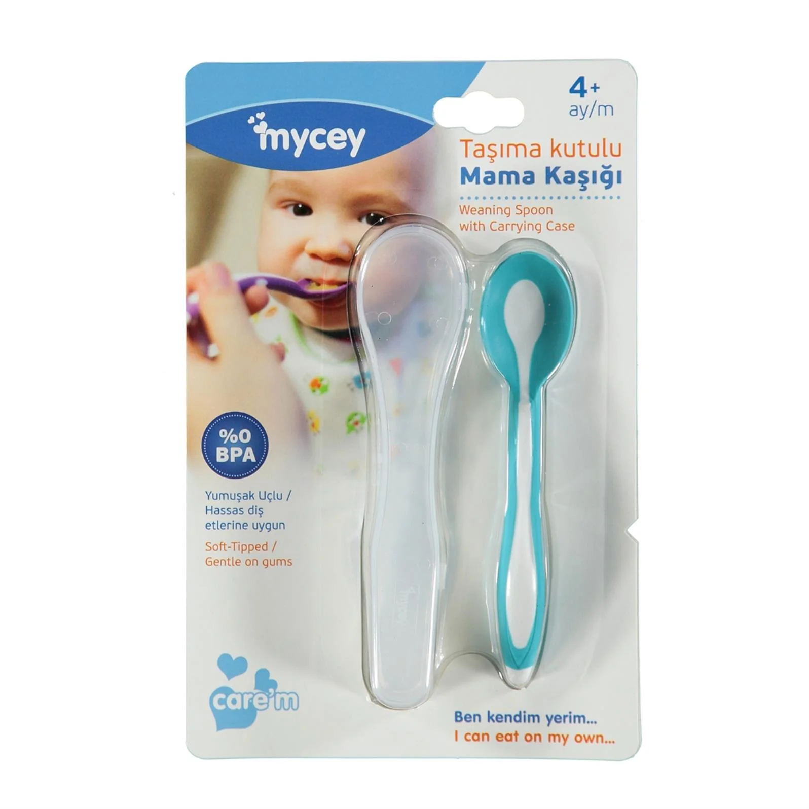 Mycey Taşıma Kutulu Mama Kaşığı-Yumuşak Uçlu - Yeşil - Image 2