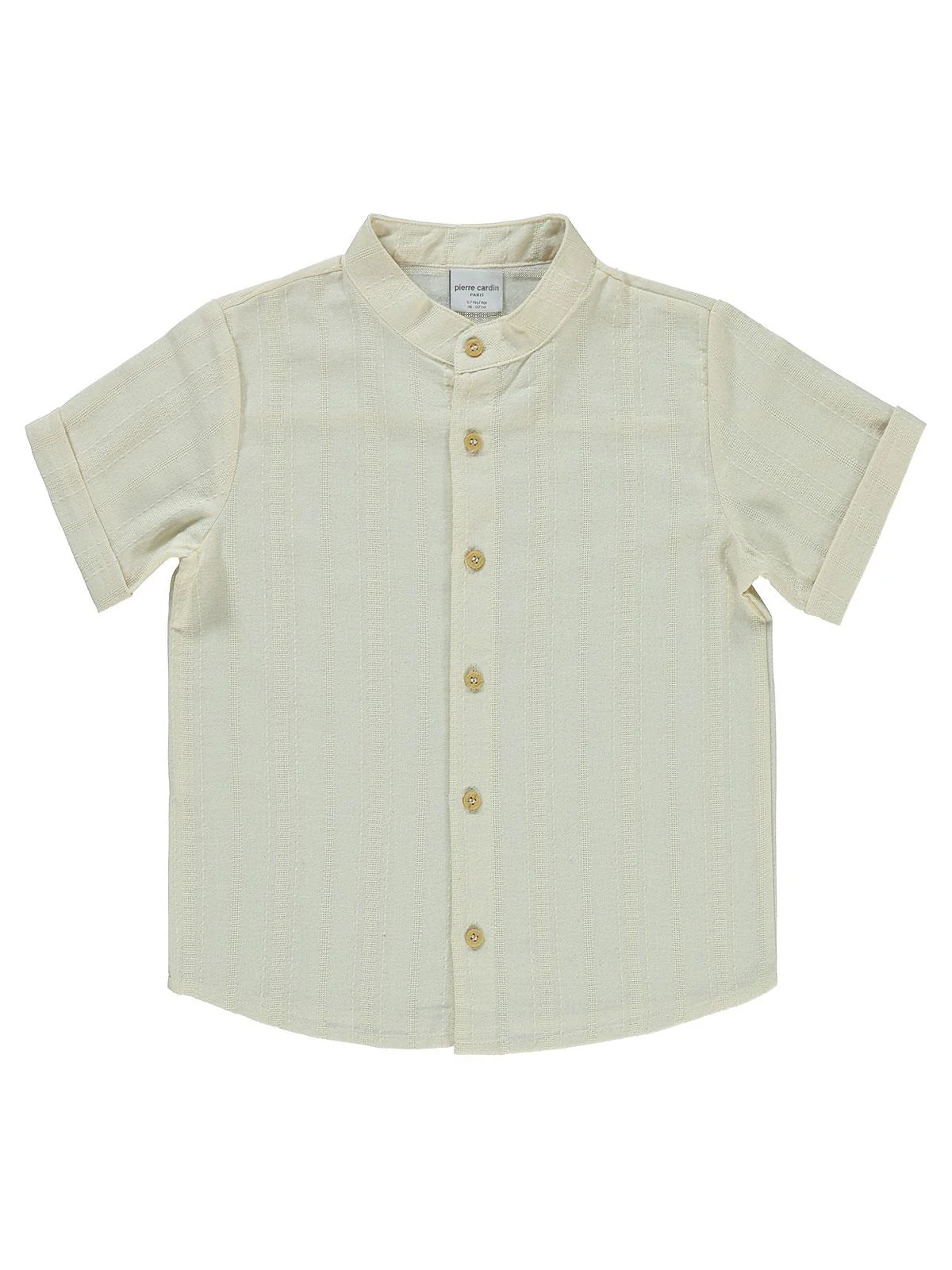 Pierre Cardin Kendinden Çizgi Desenli 6-9 Yaş Gömlek - Beyaz