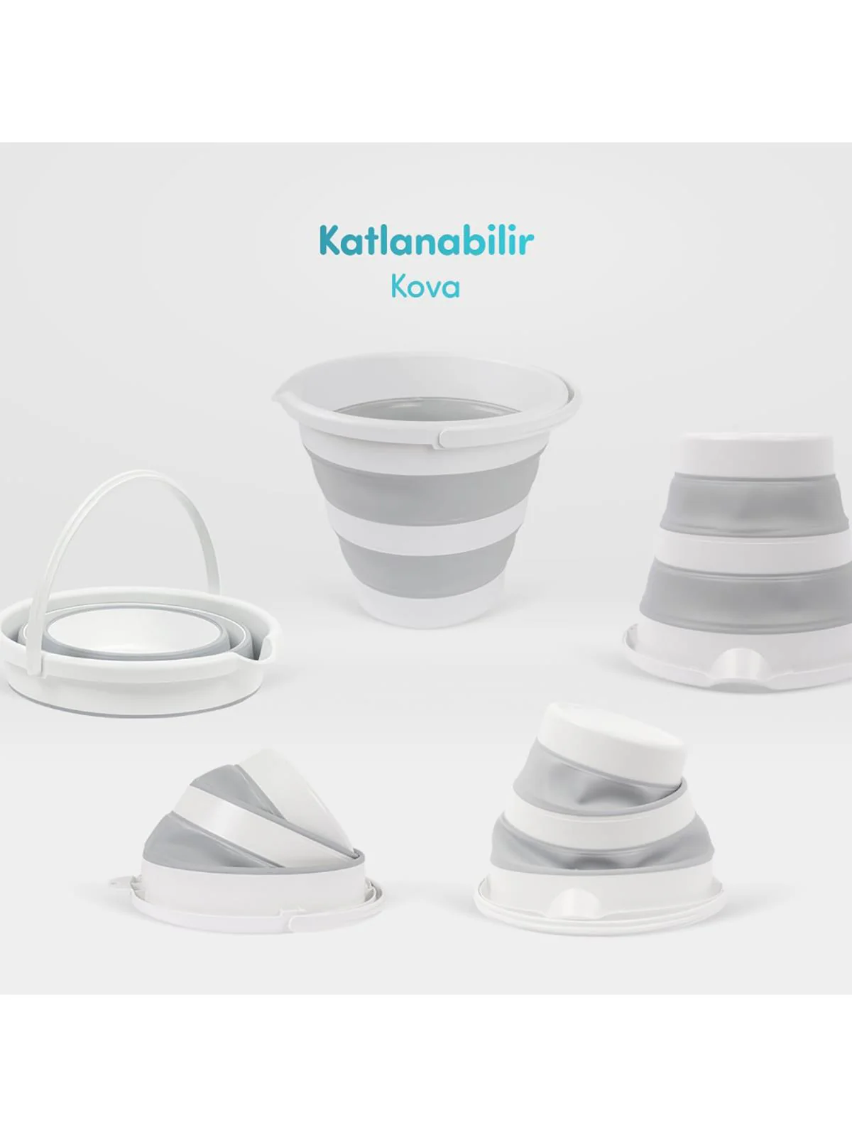 Sevi Bebe 5'li Katlanabilir Bebek Banyo Seti - Gri - Image 13
