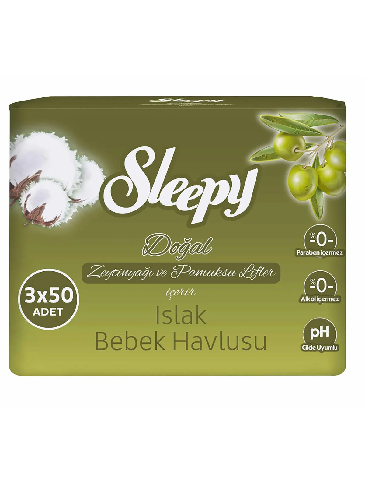 Sleepy 3x50'li Islak Havlu Zeytinyağı Ve Pamuksu Lifler - Image 2