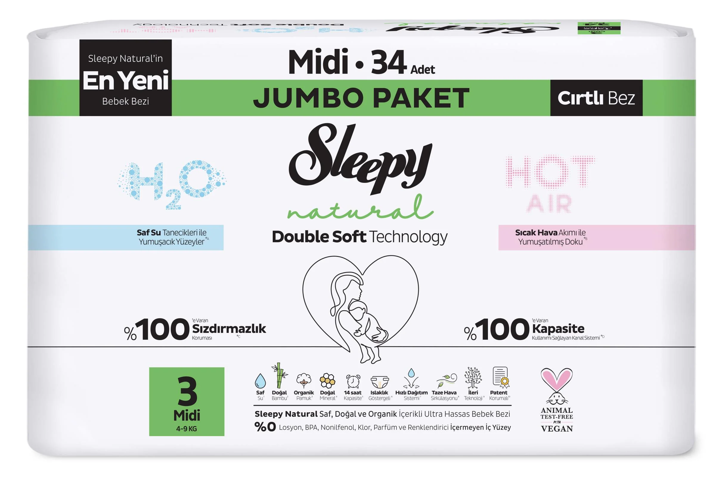 Sleepy Naturel Double Soft Jumbo Midi 34 Adet