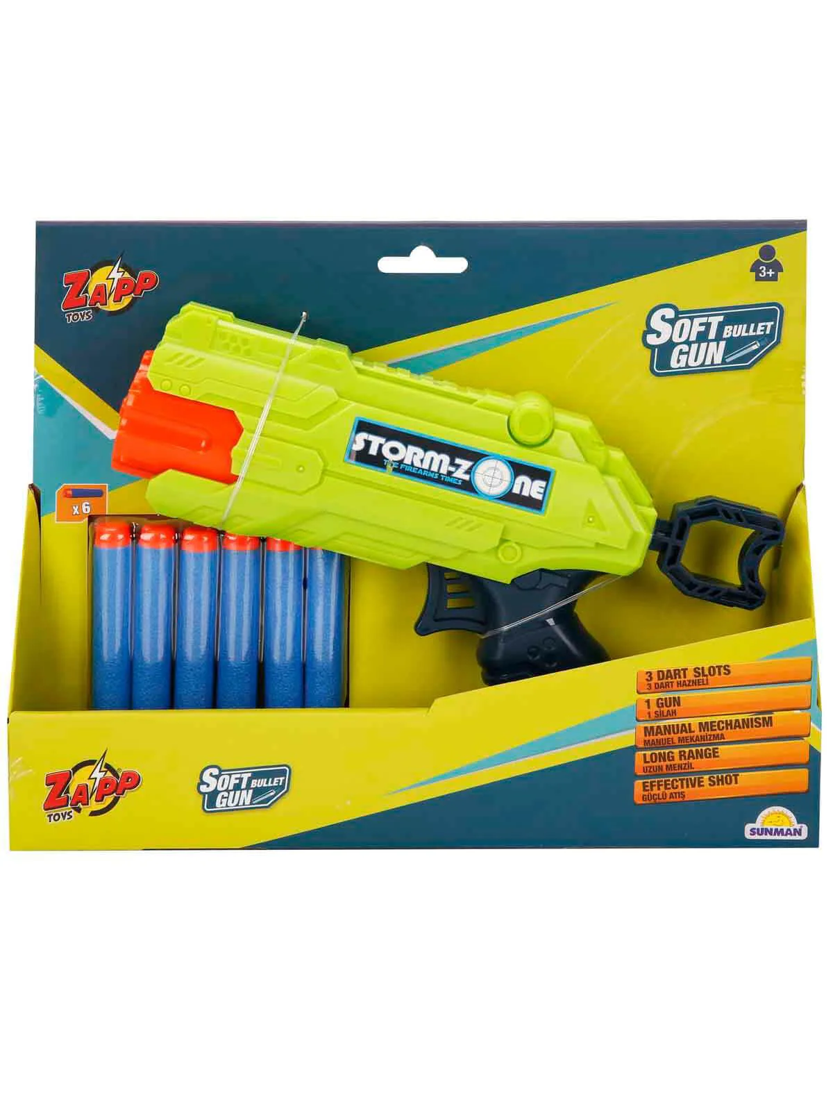 Sunman Oyuncak  Zapp 6 Mermili Sünger Dart Atan Silah - Image 6
