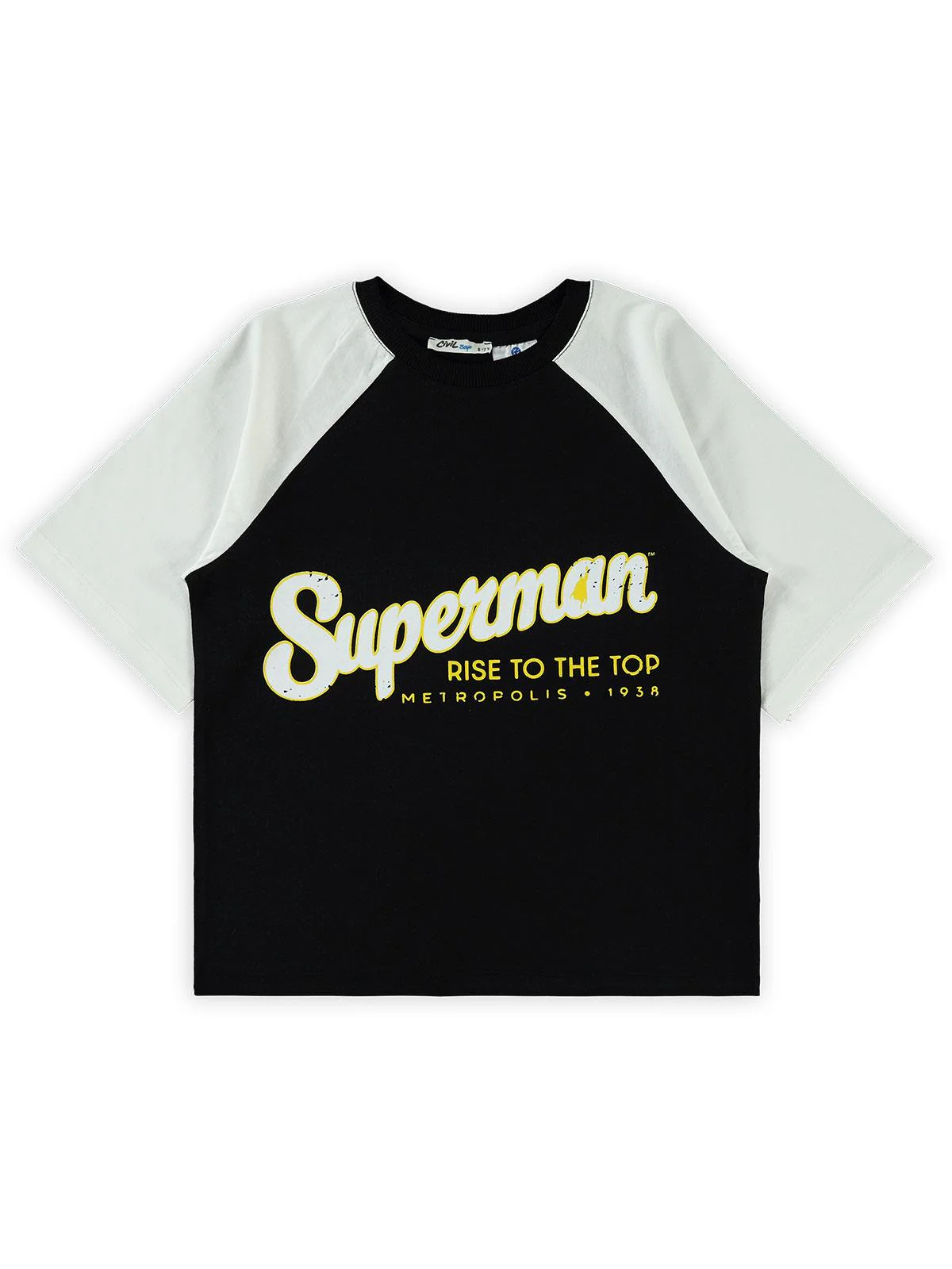 Süperman Baskılı 10-13 Yaş Tişört - Siyah