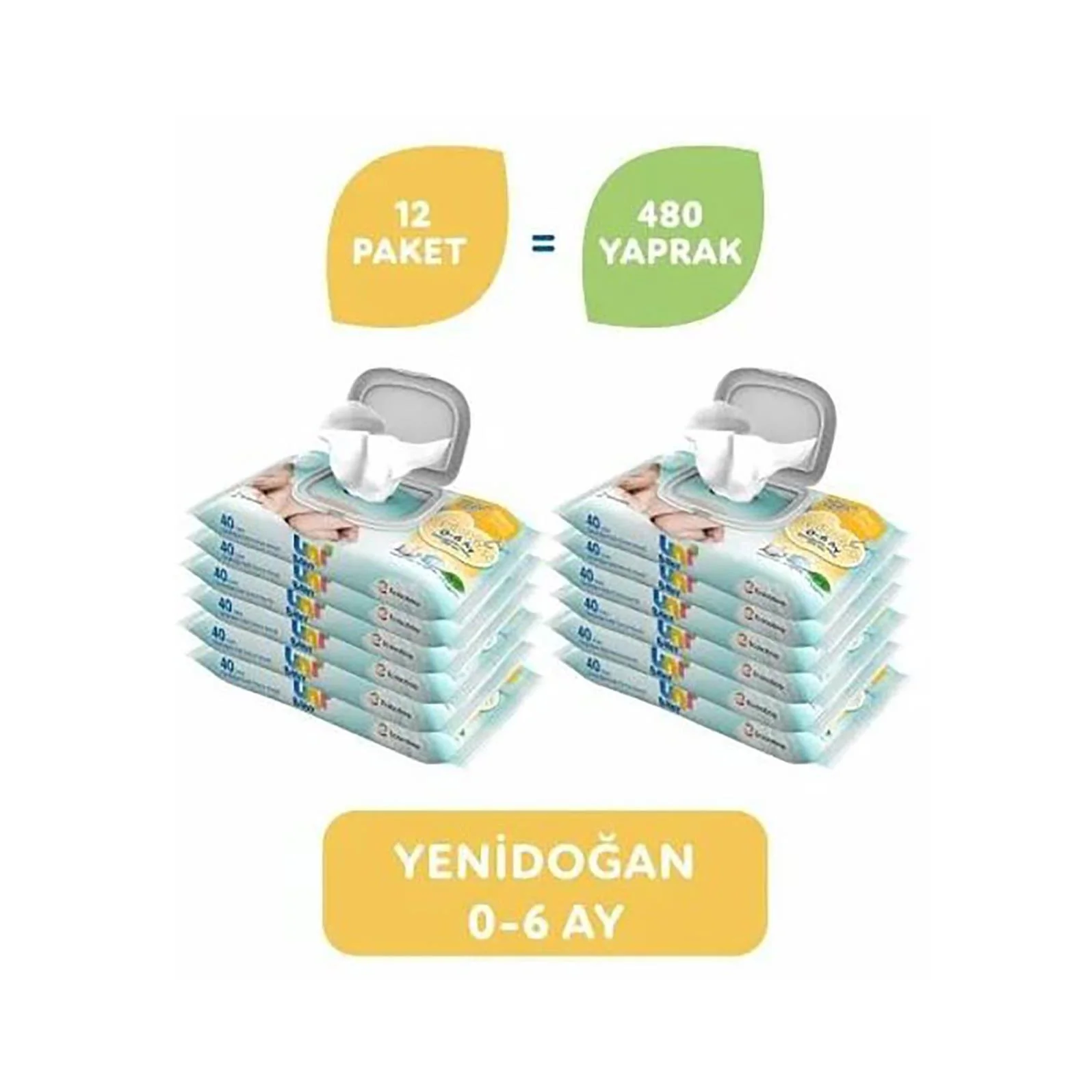 Uni Baby Yenidoğan 12'li Islak Mendil 480 Yaprak - Image 3