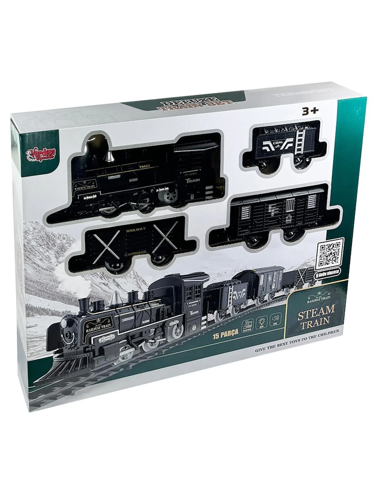 Vardem Oyuncak Işıklı ve Sesli Buhar Çıkartan 15 Parça Tren Set - Image 4