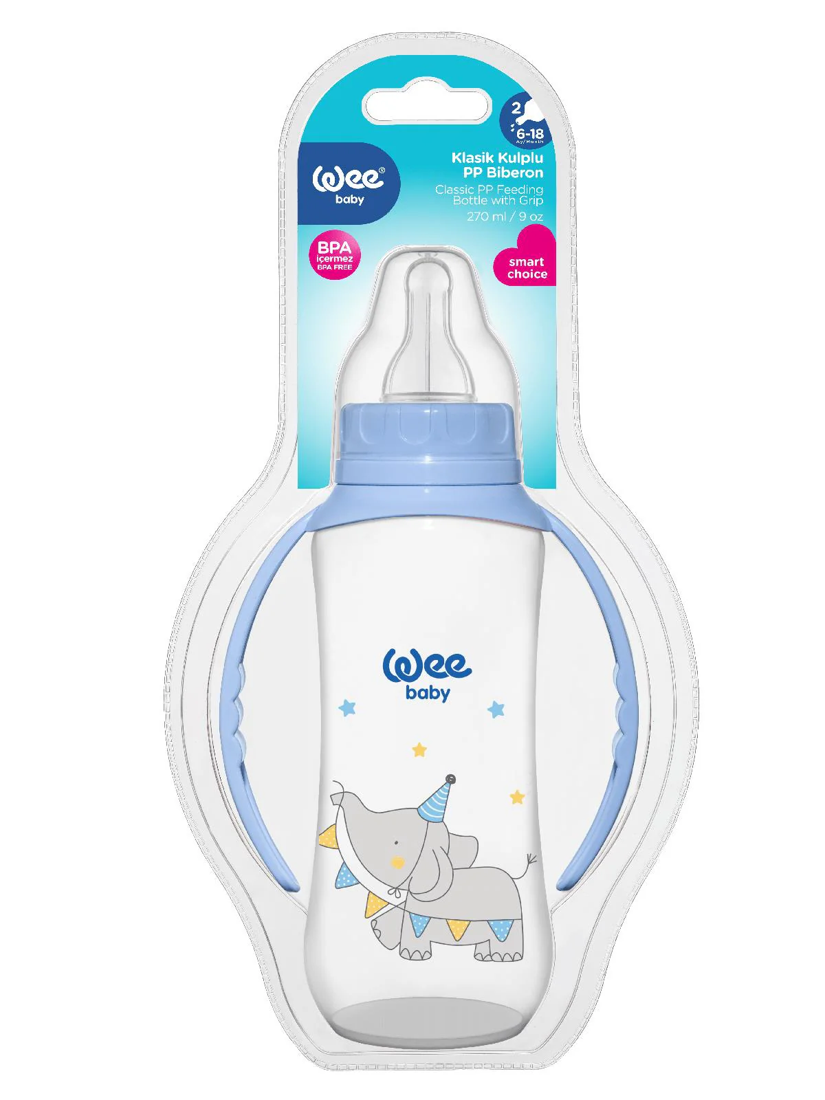 Wee Baby Pp Kulplu Pp 270 Ml Bıberon - Mavi